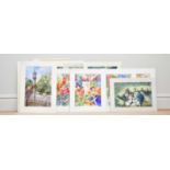 † JUNE BEVAN; a collection of eleven watercolours including 'Lamp Post with Poppies', 'Interior with