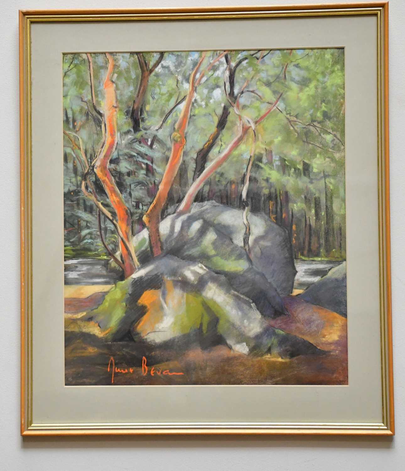 † JUNE BEVAN; pastel, 'Please Move Work with Extreme Care', signed lower left, [ ***please insert***