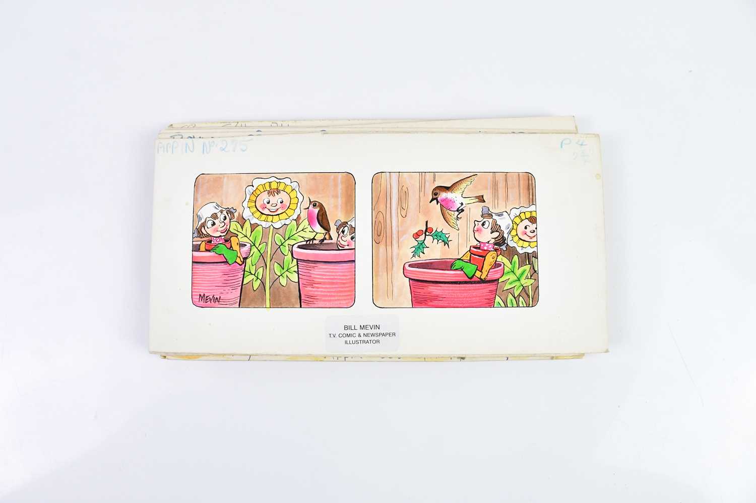 † BILL MEVIN; ten original storyboard hand coloured cartoons for Bill and Ben. Condition Report: - Image 2 of 2