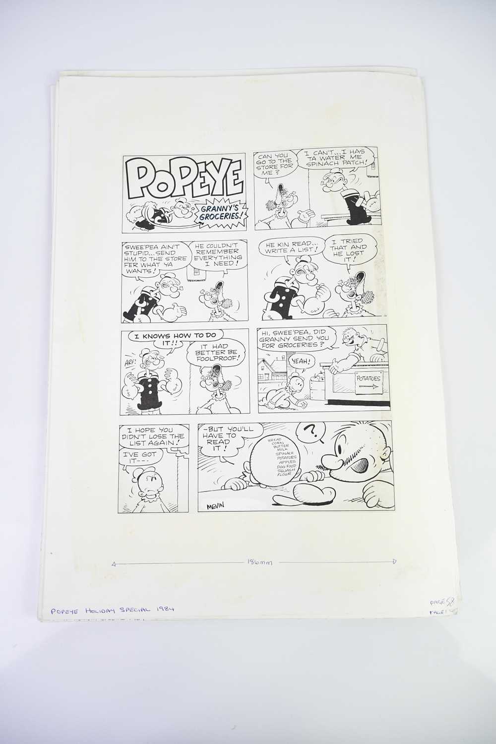 † BILL MEVIN; ten original black and white storyboard cartoons for Popeye, produced for holiday - Bild 2 aus 2
