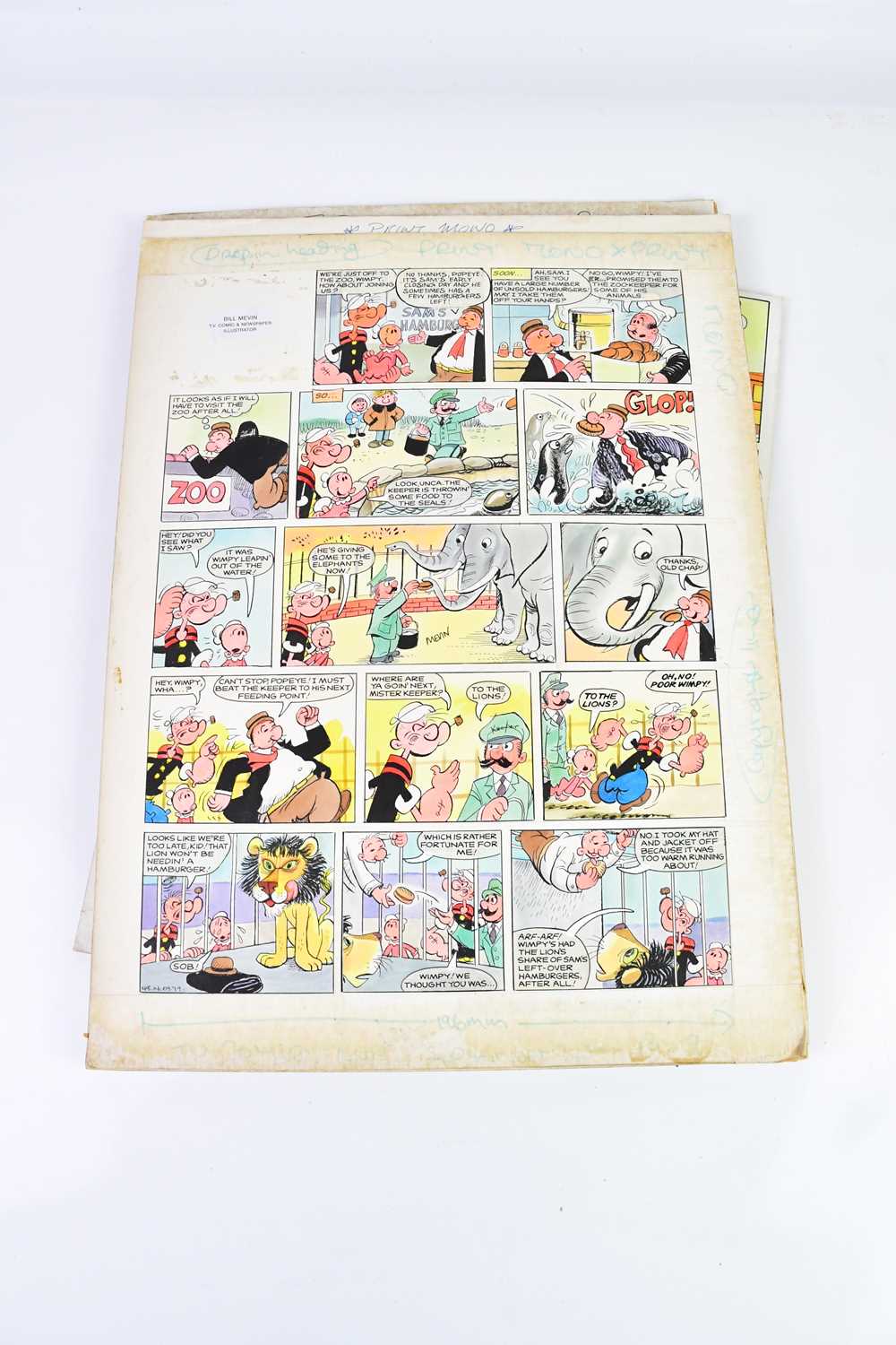 † BILL MEVIN; ten original storyboard cartoons for Popeye, some with annotated detail. - Bild 2 aus 2