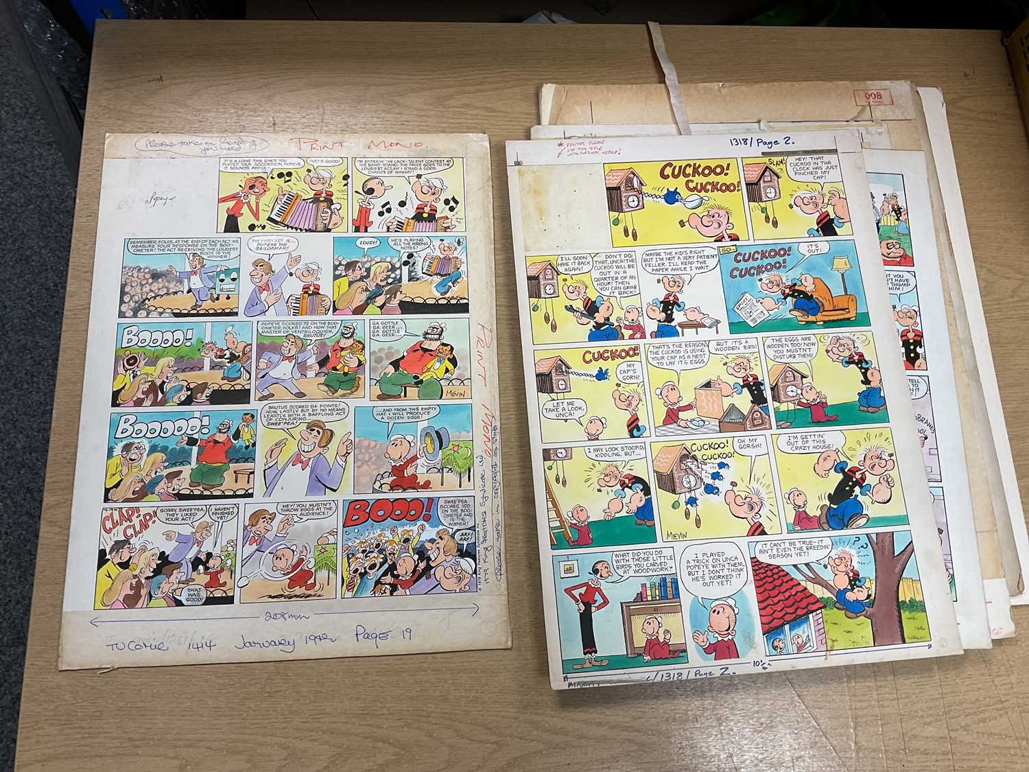 † BILL MEVIN; ten original storyboard cartoons for Popeye, some with annotated detail. Condition - Image 7 of 7