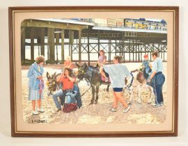 † LEONARD RODWELL, Blackpool, Sculptor/Artist (Died 2013); acrylic, Blackpool Beach, 'Now