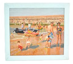 † LEONARD RODWELL, Blackpool, Sculptor/Artist (Died 2013); acrylic, Squires Gate Beach, 'Visitors