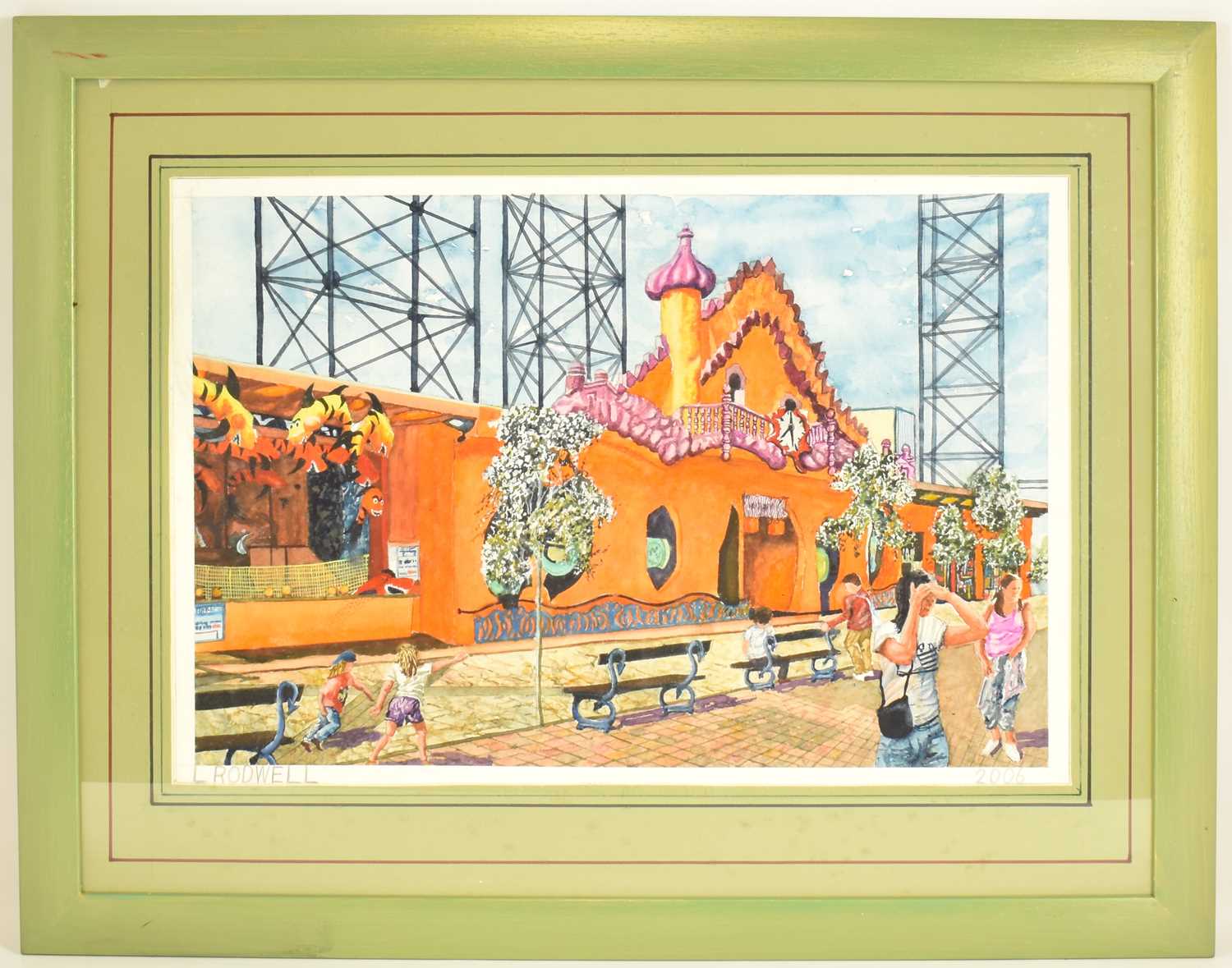 † LEONARD RODWELL, Blackpool, Sculptor/Artist (Died 2013); watercolour, Pleasure Beach, 'An