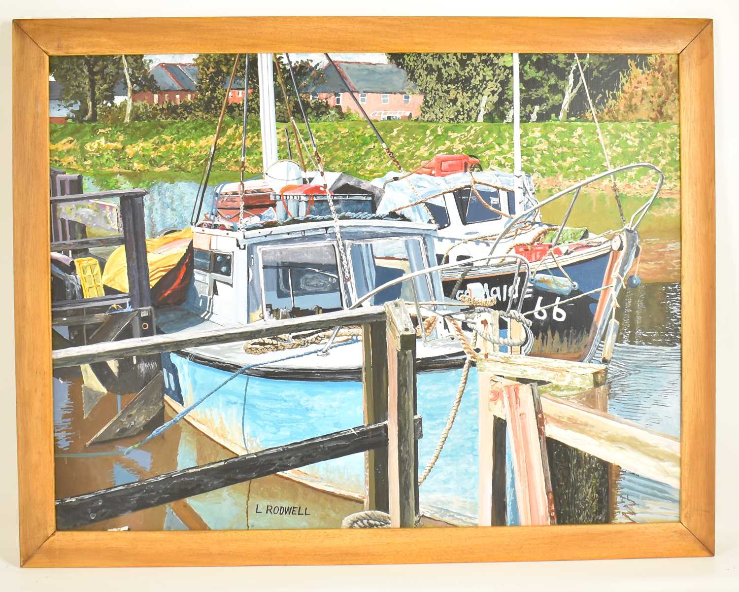 † LEONARD RODWELL, Blackpool, Sculptor/Artist (Died 2013); acrylic, Liggard Creek Lytham, 'Boats