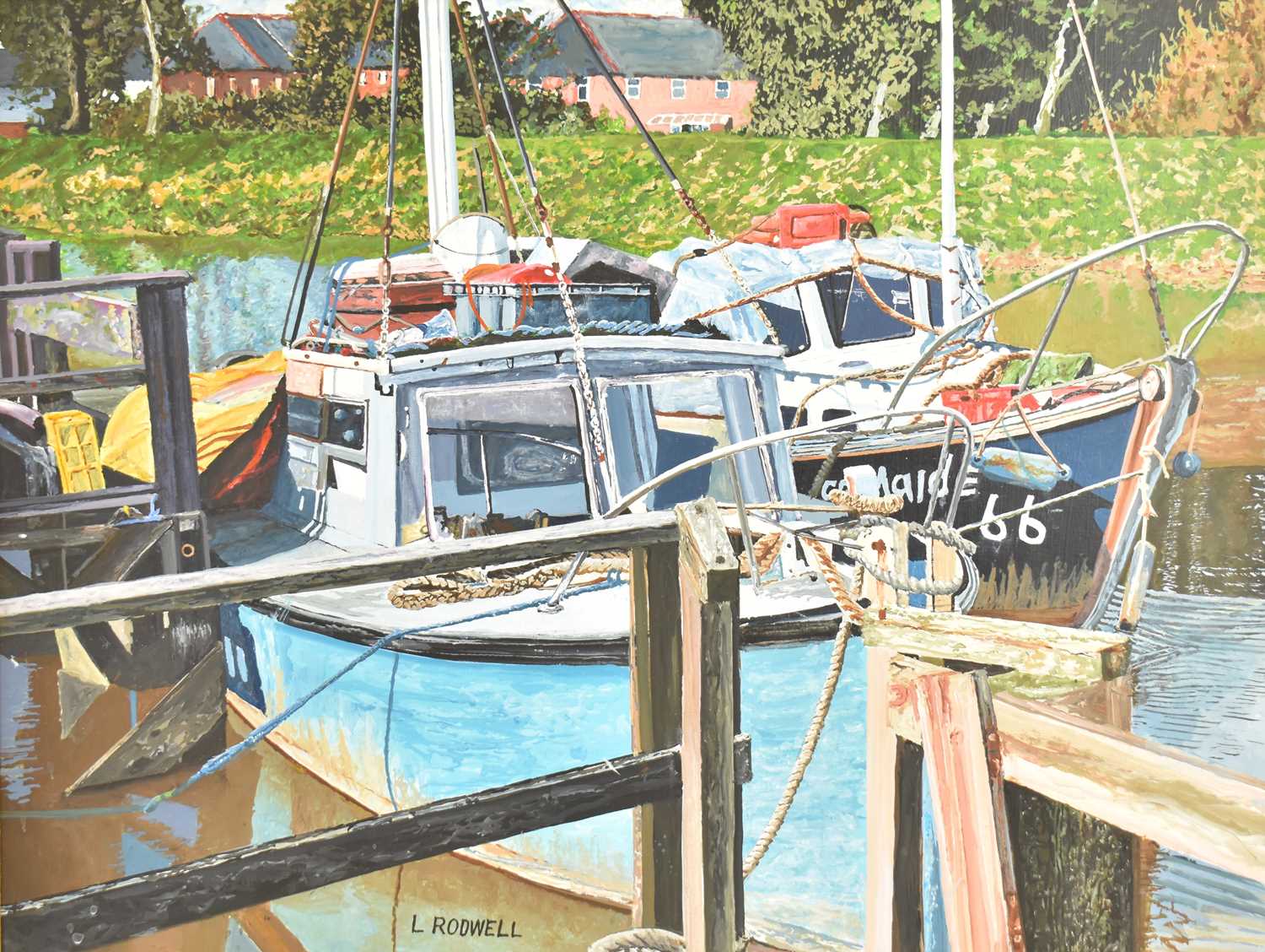 † LEONARD RODWELL, Blackpool, Sculptor/Artist (Died 2013); acrylic, Liggard Creek Lytham, 'Boats - Image 2 of 3