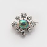 Belle Epoque Diamant-Brosche mit seltener Abalone-Perle