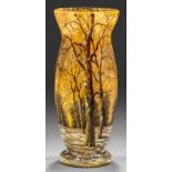 Große Jugendstil-Vase mit Abend-Winterlandschaft