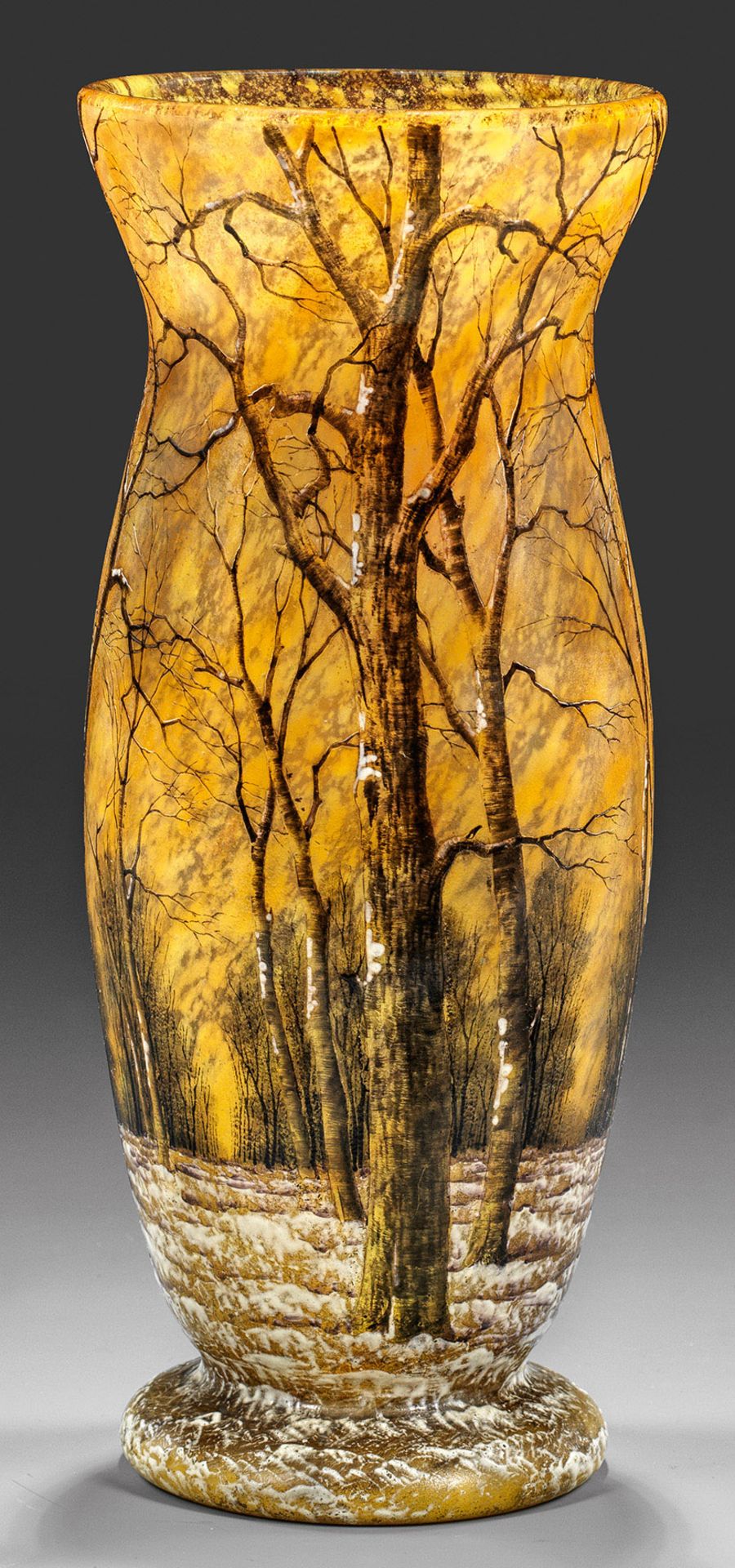 Große Jugendstil-Vase mit Abend-Winterlandschaft