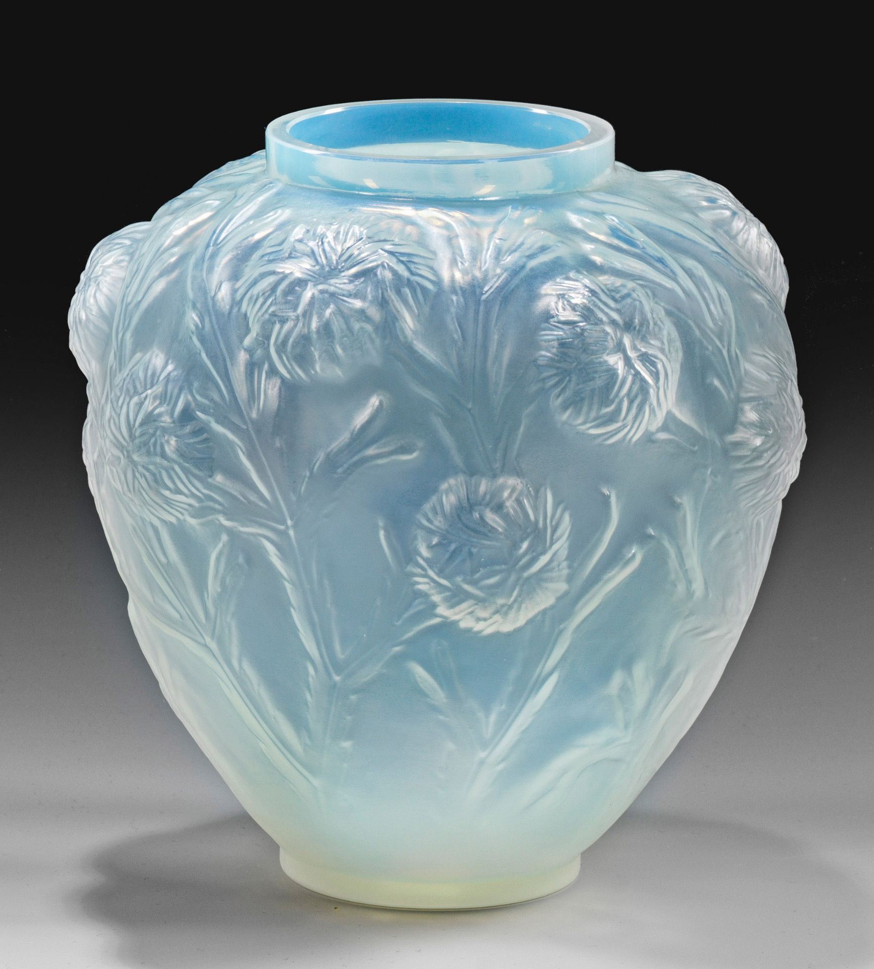 Art Déco-Vase mit Disteldekor von Sabino