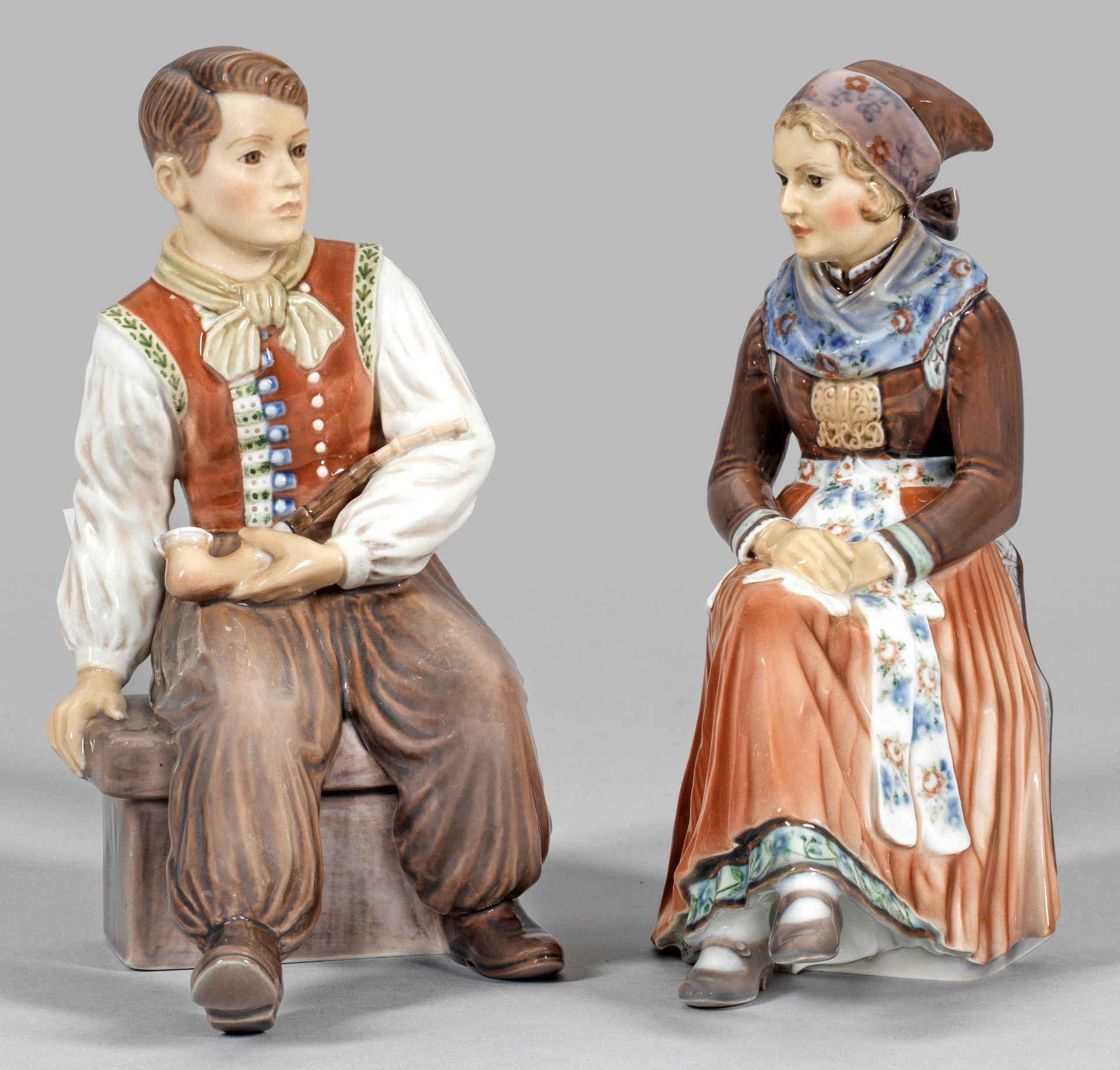 Seltenes Paar Amager-Trachtenfiguren