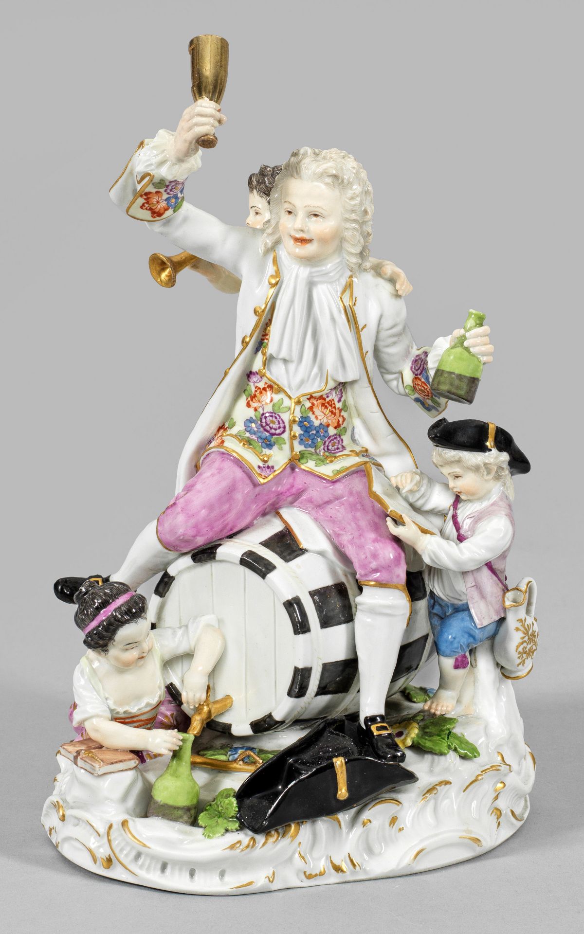 Seltene Meissen Figurengruppe "Der Deutsche Bacchus"