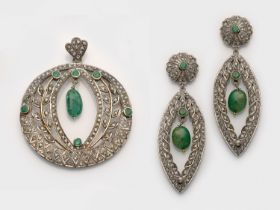 Belle Epoque Smaragd-Diamant-Parure