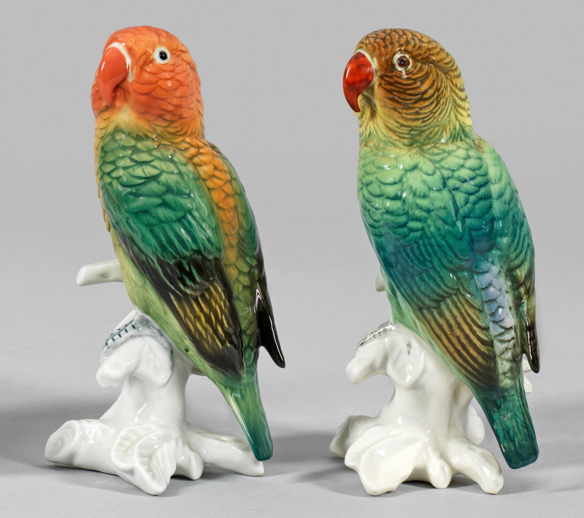 Paar Papageien auf Stamm