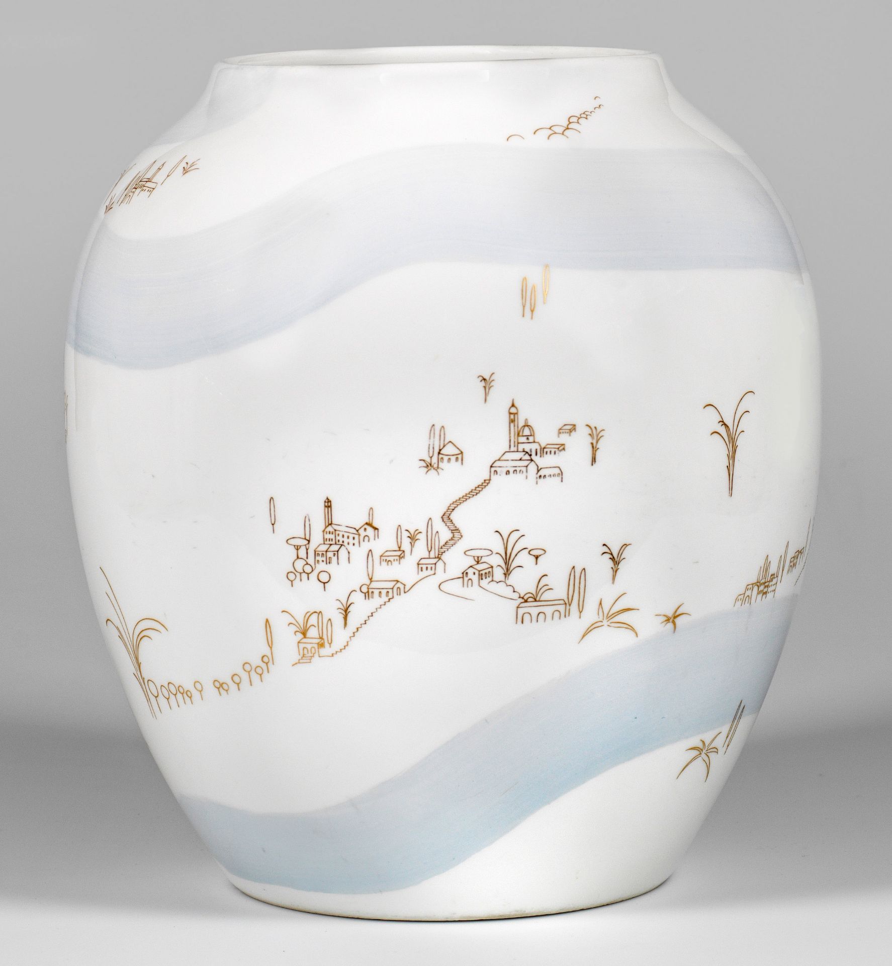 Seltene Mid Century-Vase mit italienischer Landschaft