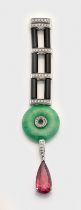Eleganter Jade-Turmalin-Anhänger im Art Déco-Stil