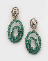 Paar extravagante Smaragd-Ohrringe