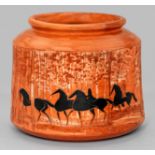 Künstlerkeramik-Vase von André Brasilier mit Pferden