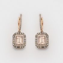 Paar elegante Morganit-Diamant-Ohrgehänge