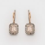 Paar elegante Morganit-Diamant-Ohrgehänge