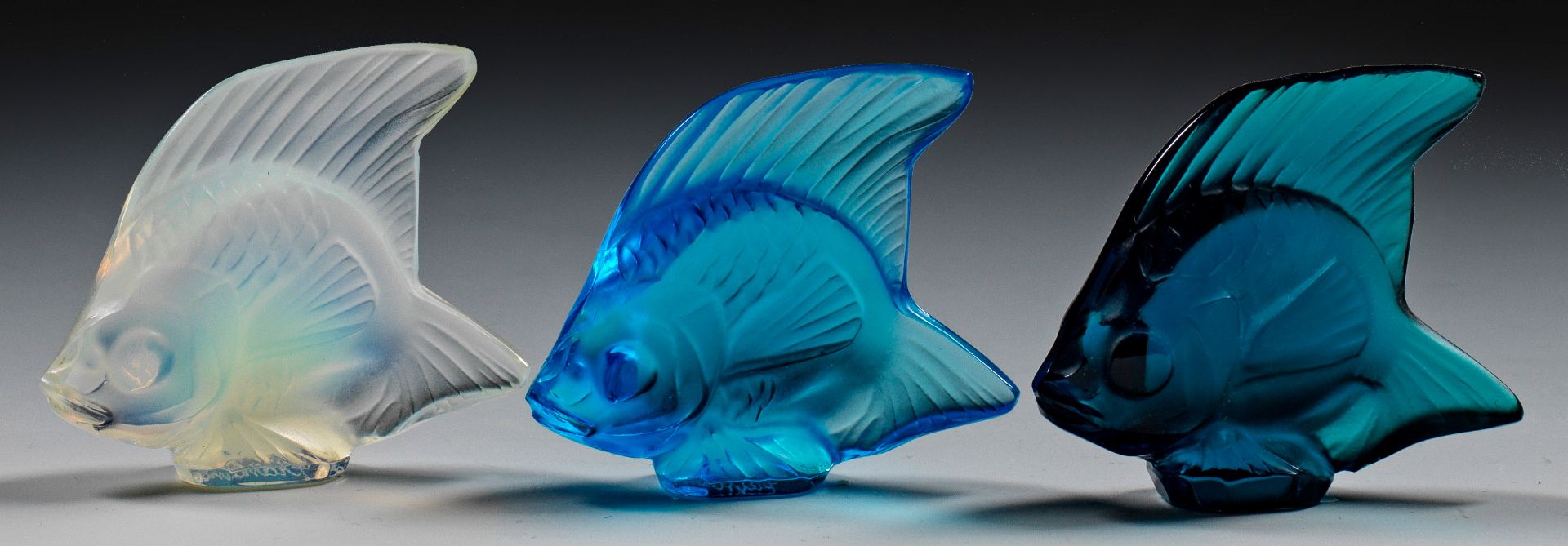 Drei Lalique-"Poisson"-Fischfiguren