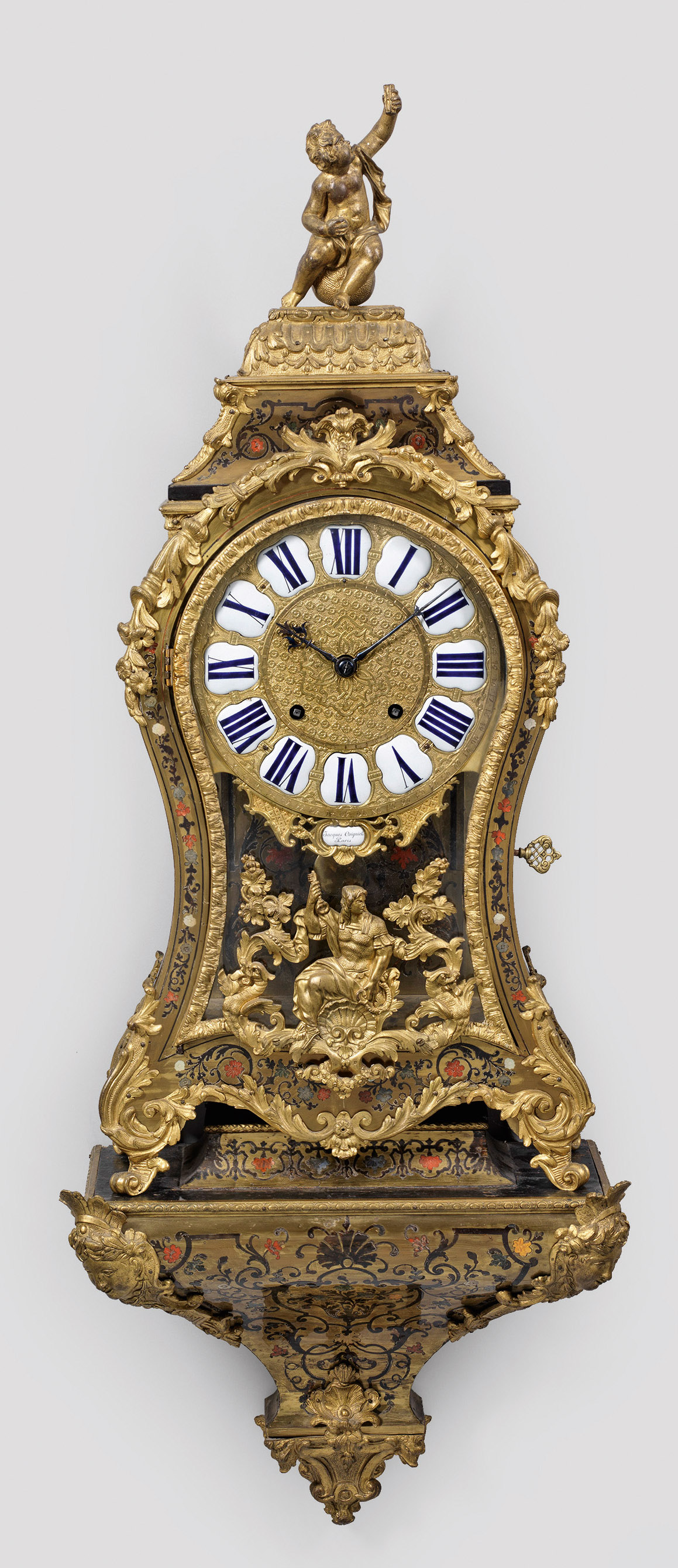 Große Louis XV-Boulle Pendule mit Konsole