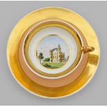 Biedermeier-Innenbildtasse "Schloss Pfaueninsel bei Berlin"