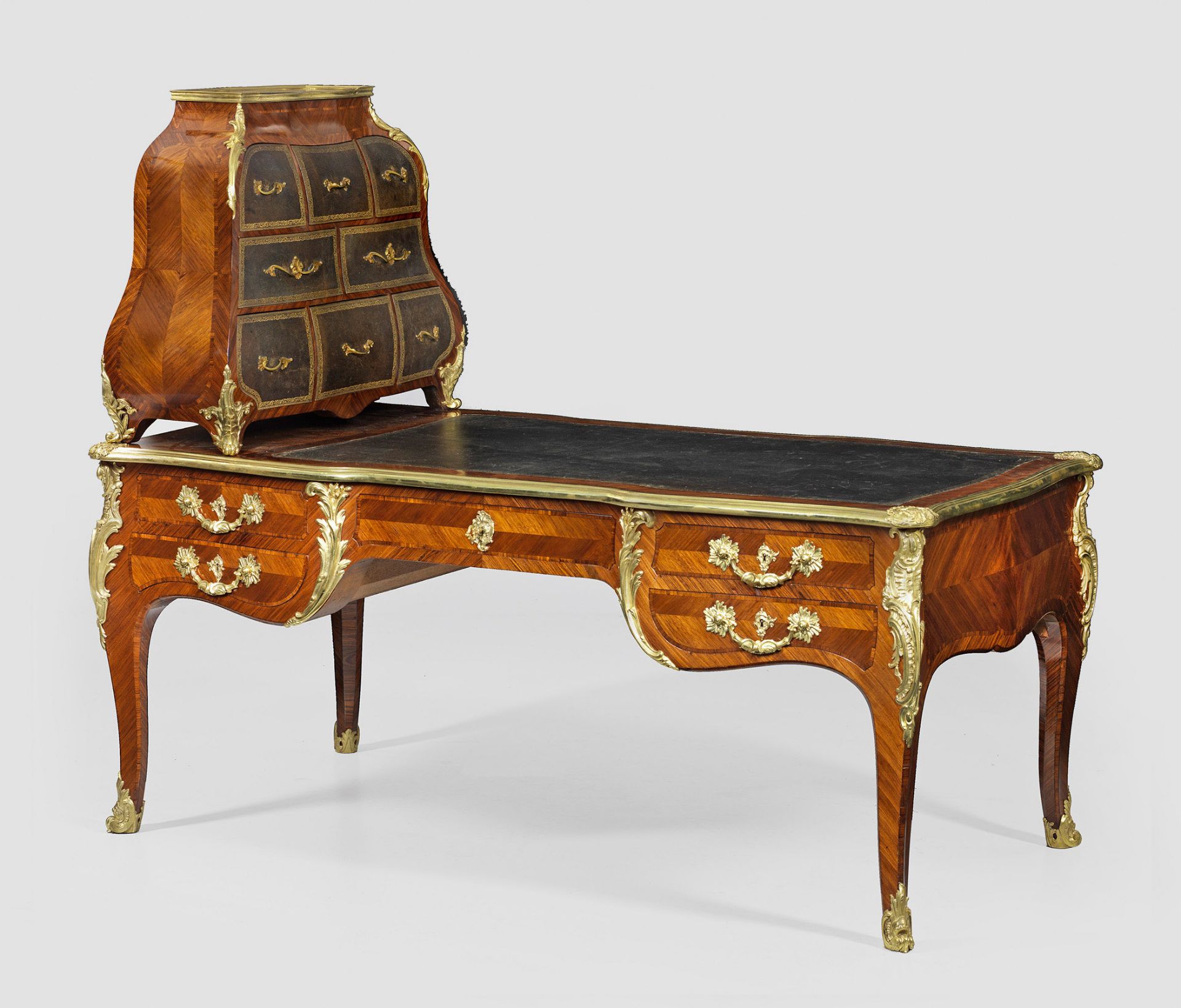 Elegantes Belle Epoque-Bureau Plat mit Cartonnier