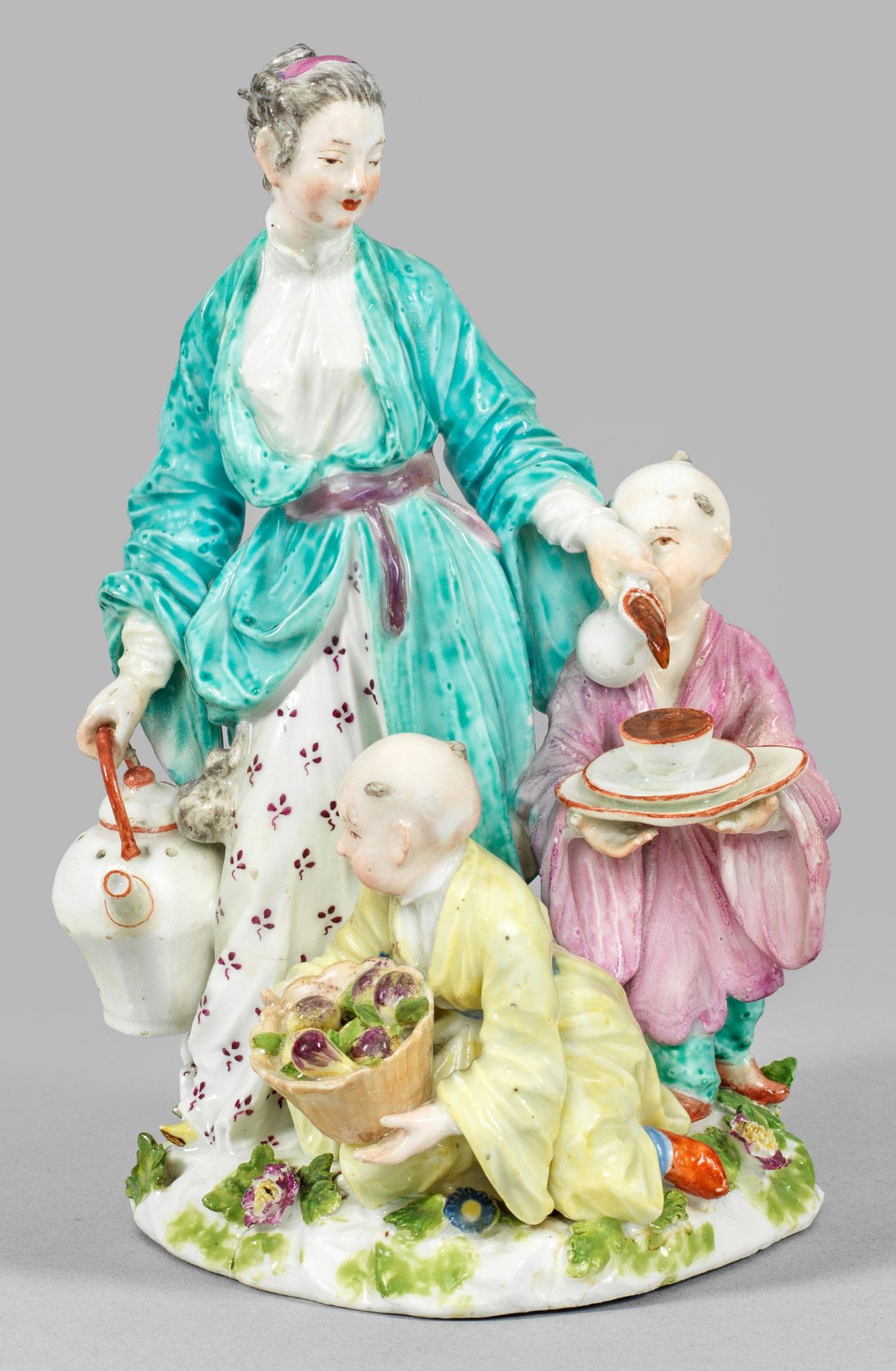 Meissen Figurengruppe "Japanerin mit Teekanne und zwei