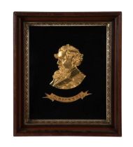 CHARLES DICKENS GILT BRASS/BRONZE RELIEF PORTRAIT