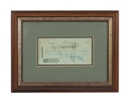 CHARLES DICKENS SIGNED CHECK DATED 1869, FRAMED