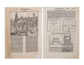 PAIR OF NUREMBERG CHRONICLE WOODCUTS, 1493