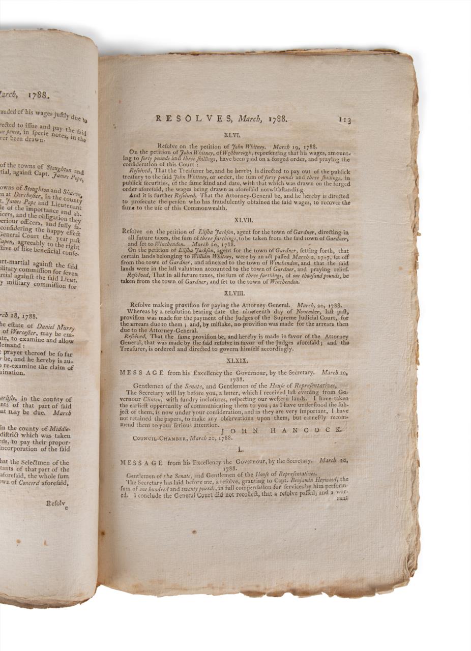 RESOLVES OF THE COURT OF MASSACHUSETTS, 1787 - Image 6 of 7