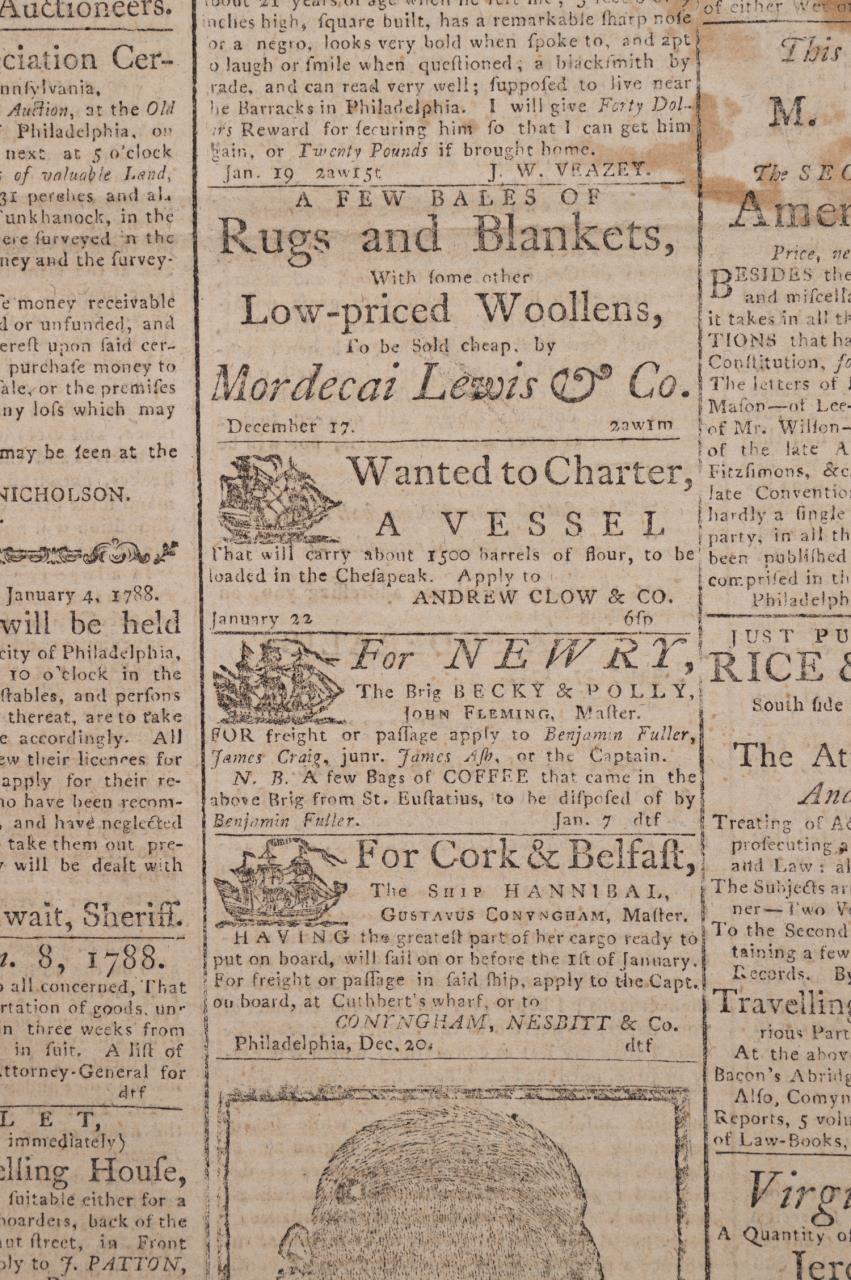 PENNSYLVANIA PACKET AND DAILY ADVERTISER, 1788 - Image 4 of 5