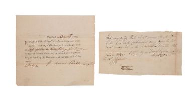 CONTINENTAL ARMY PAY STUB AND AUTHORIZATION, 1780