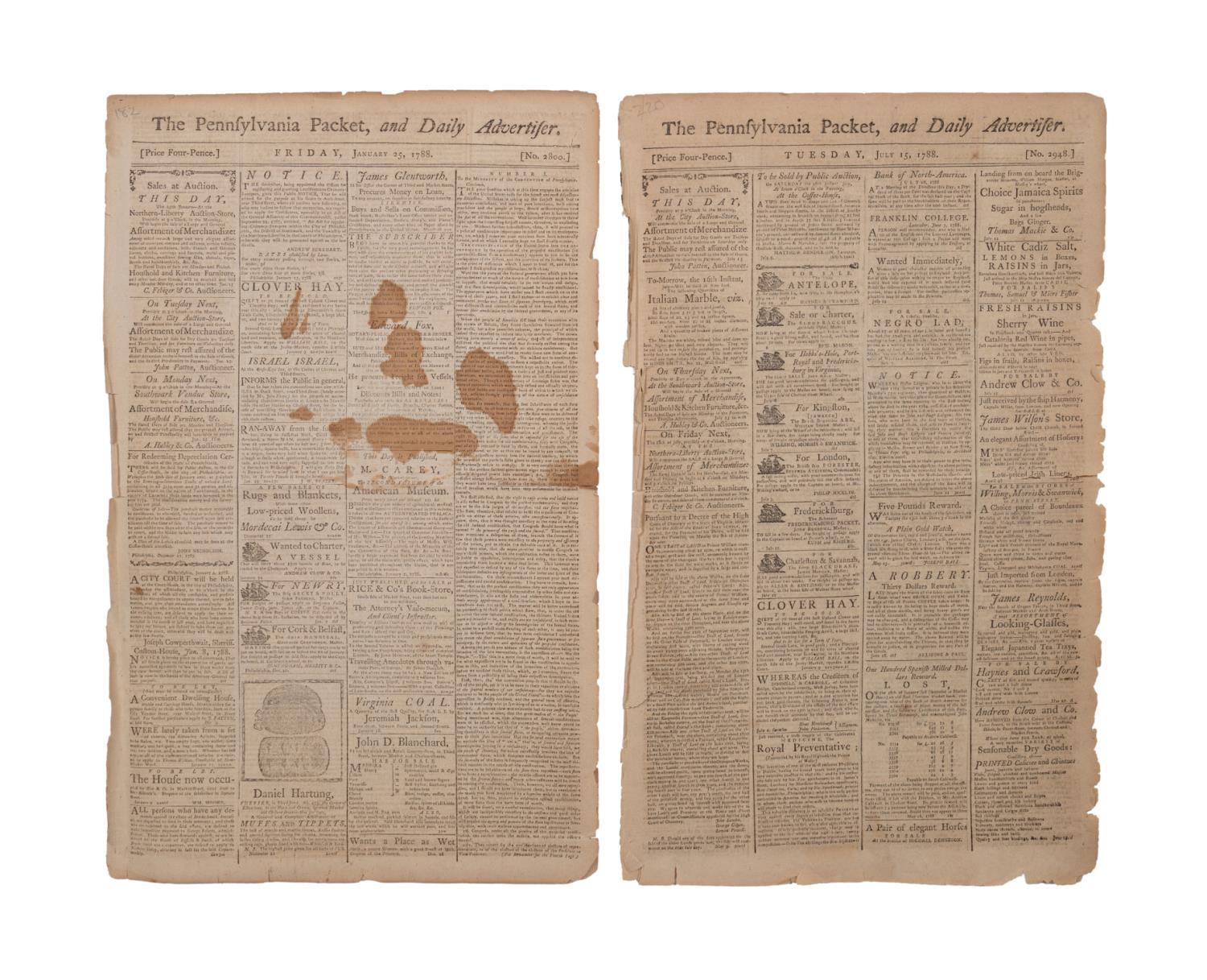 PENNSYLVANIA PACKET AND DAILY ADVERTISER, 1788