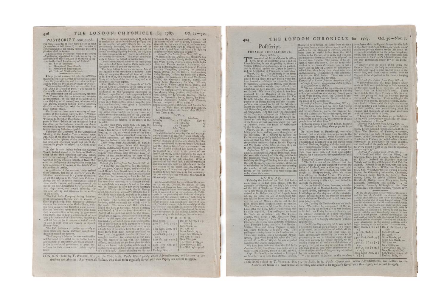 US CONSTITUTION, PRINTED IN LONDON CHRONICLE, 1787 - Image 2 of 4