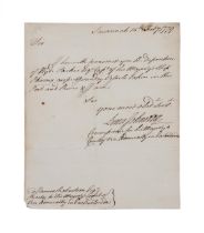 LETTER ON SAVANNAH EXPEDITION OF HYDE PARKER,1779