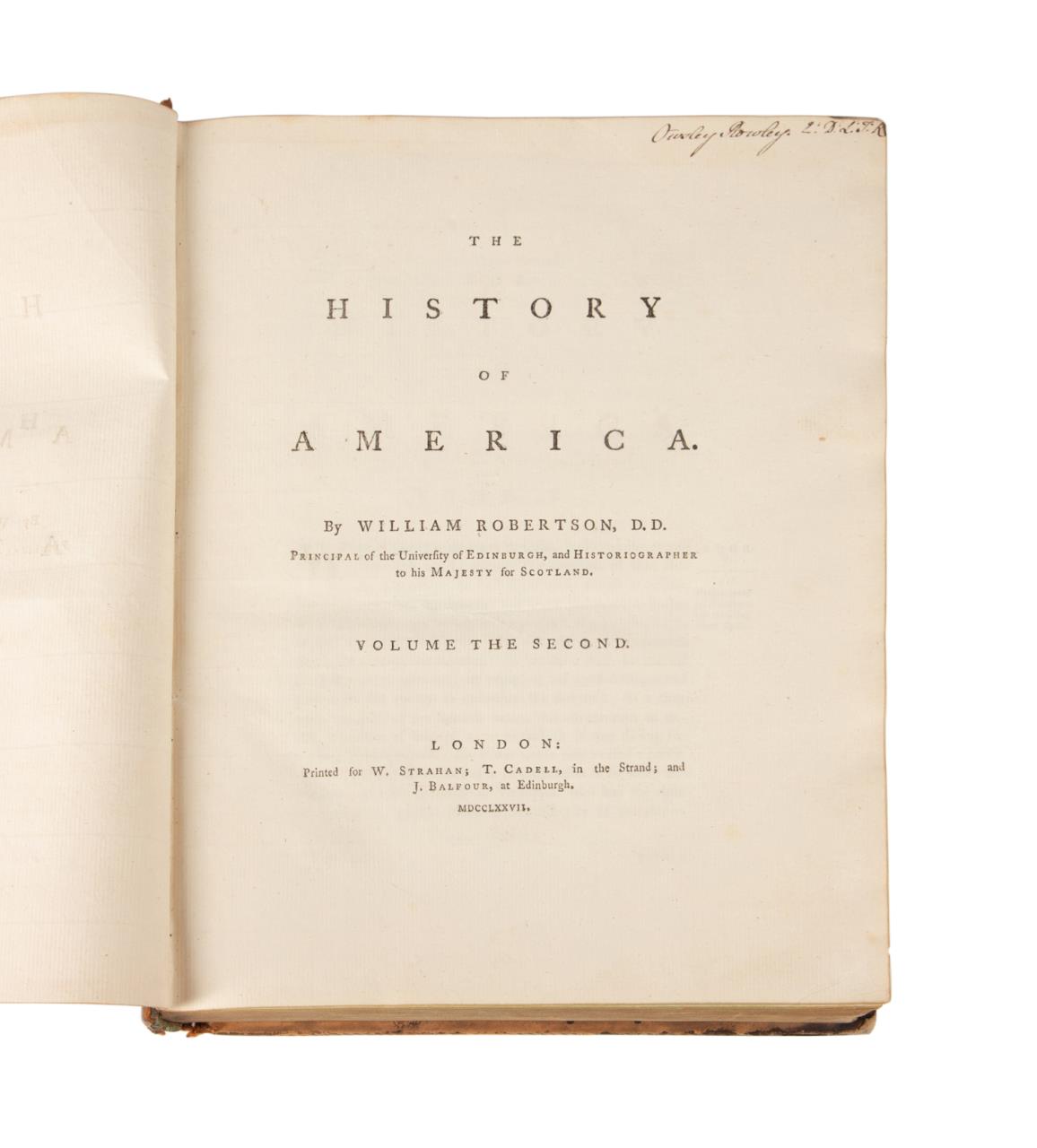 WILLIAM ROBERTSON, HISTORY OF AMERICA, 1777 - Image 6 of 8