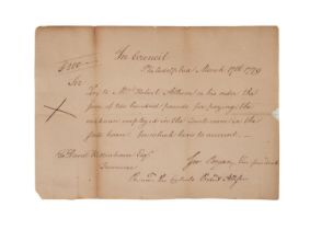 GEORGE BRYANT SIGNED PAYMENT DOCUMENT, 1779