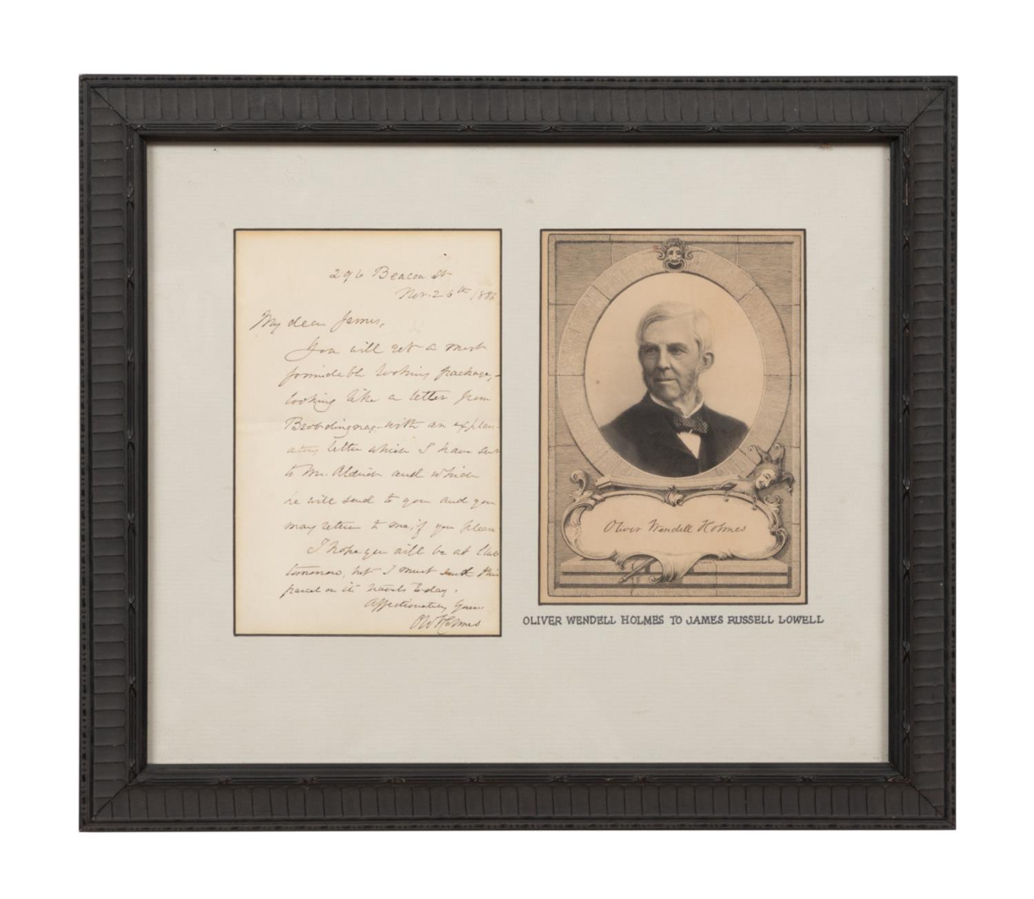 OLIVER WENDELL HOLMES HANDWRITTEN LETTER, 1886