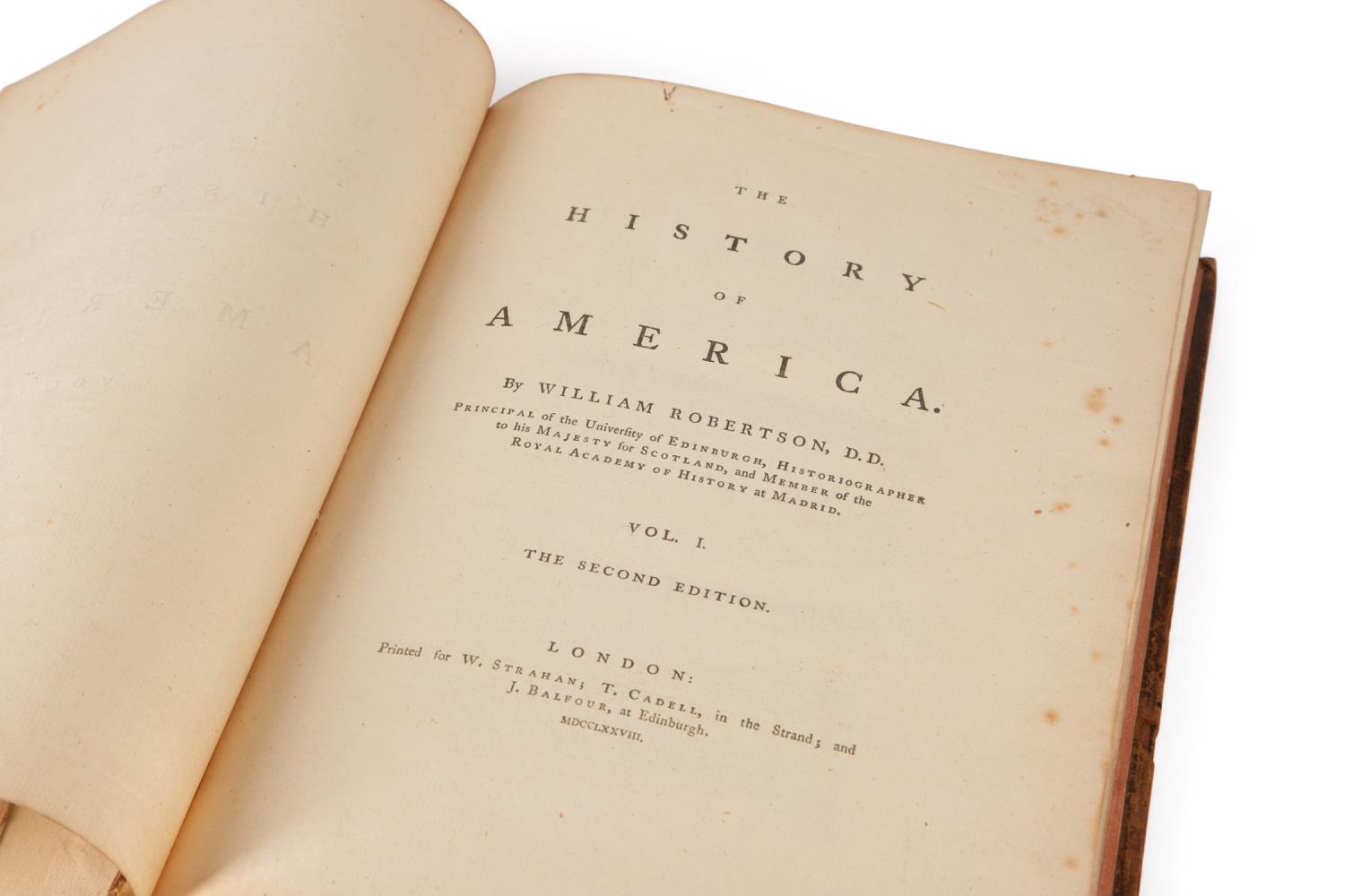 2VOL WILLIAM ROBERTSON, HISTORY OF AMERICA, 1778 - Image 7 of 8