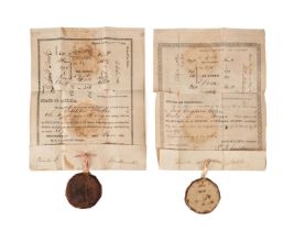 2PCS STATE OF GEORGIA, SIGNED LAND GRANTS, 1843