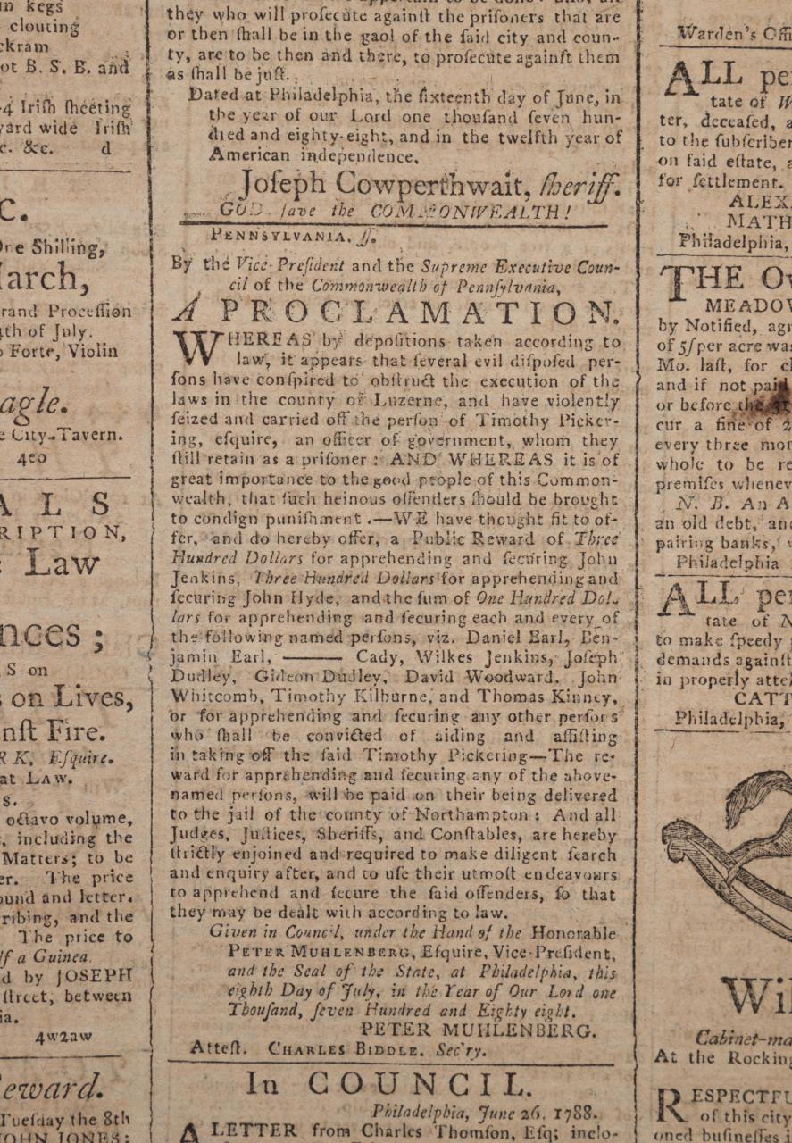 PENNSYLVANIA PACKET AND DAILY ADVERTISER, 1788 - Image 5 of 5