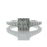 Platinum Single Stone Princess Cut Halo Diamond Ring (0.28) 0.96 Carats - Valued By AGI £14,810.00 -