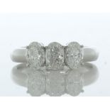 18ct White Gold Three Stone Oval Cut Diamond Ring 1.43 Carats - Valued By GIE £25,230.00 - Three