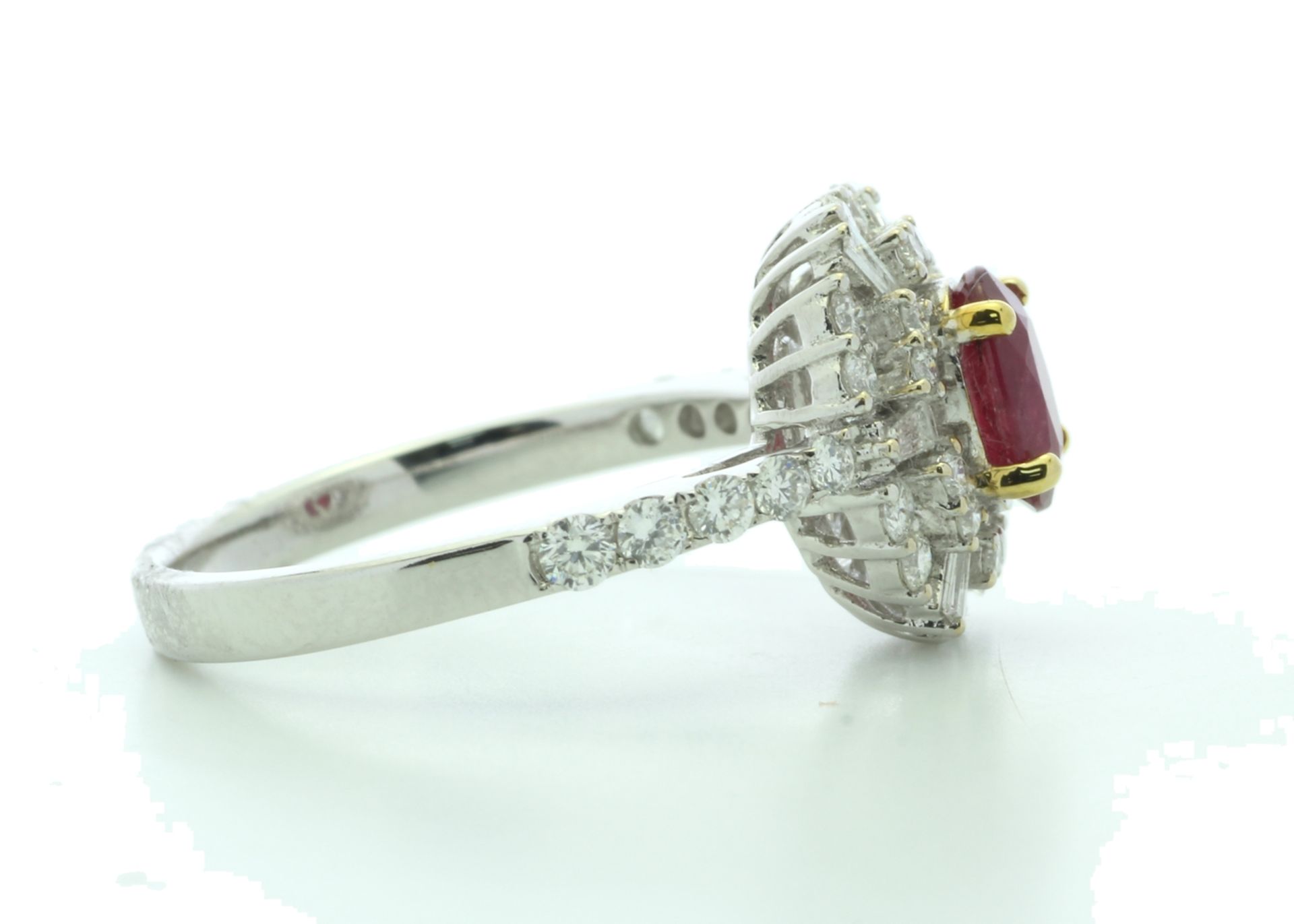 18ct White Gold Cluster Diamond And Ruby Ring (R0.86) 0.80 Carats - Valued By IDI £8,950.00 - A - Image 4 of 5