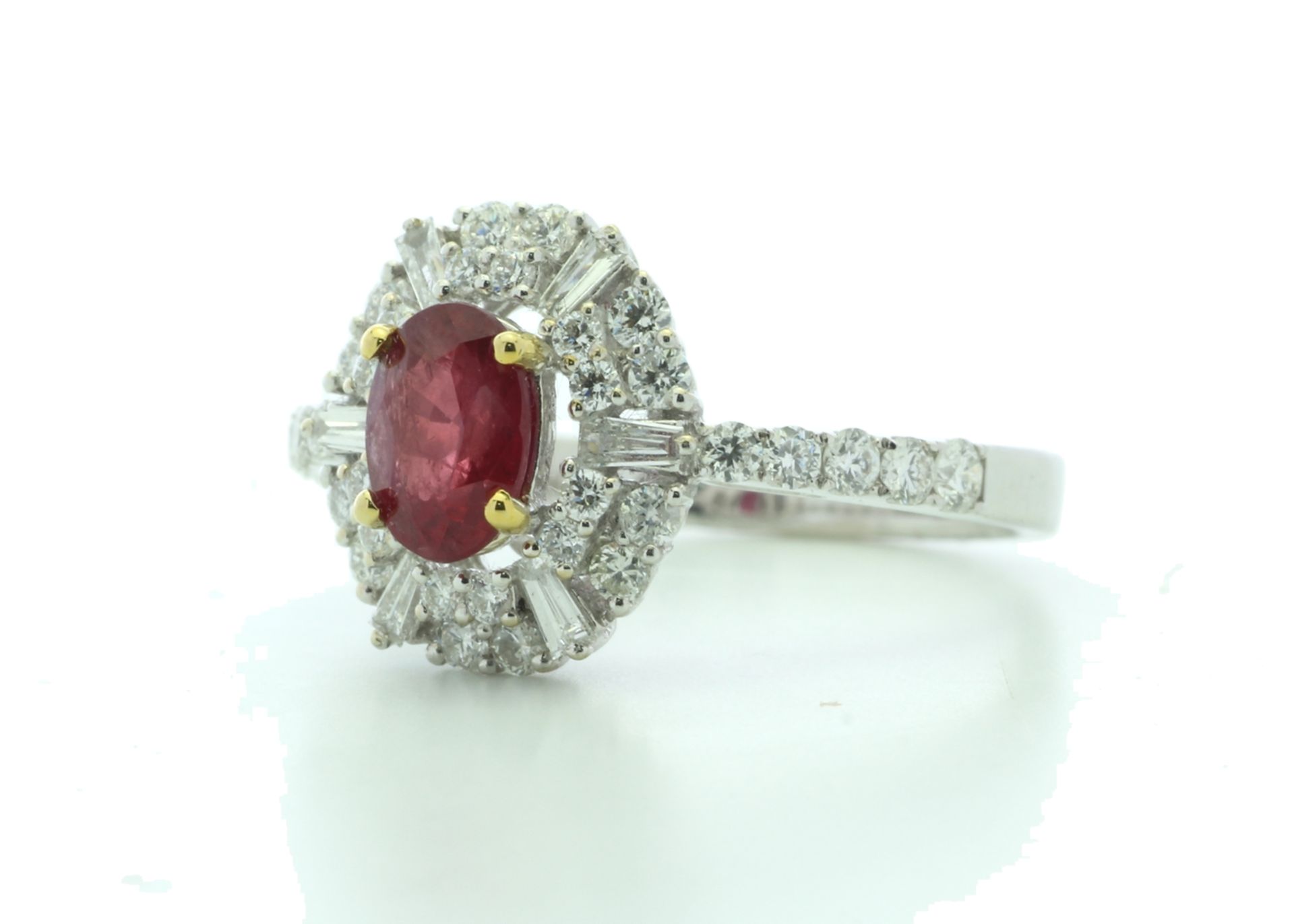 18ct White Gold Cluster Diamond And Ruby Ring (R0.86) 0.80 Carats - Valued By IDI £8,950.00 - A - Image 2 of 5