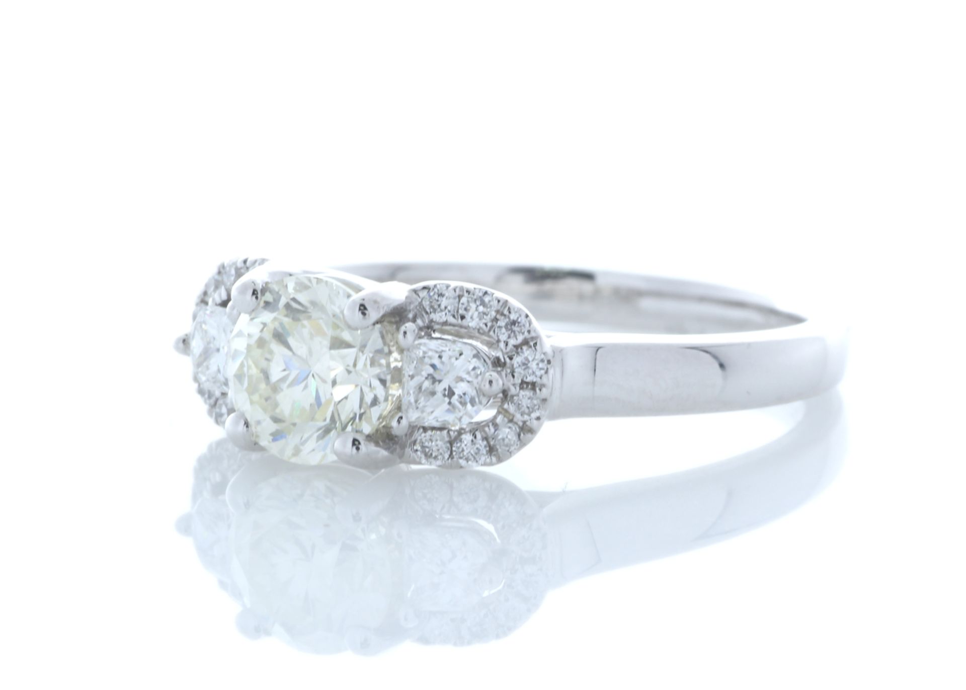 18ct White Gold Three Stone Claw Set Diamond Ring (0.75) 1.02 Carats - Valued By IDI £17,425.00 - - Image 2 of 5